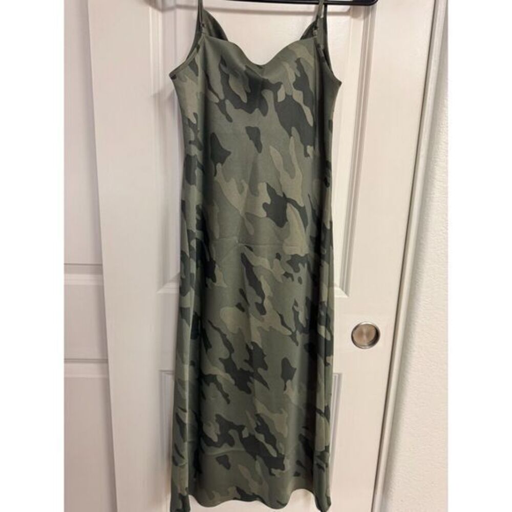 Banana Republic Vintage Camo Camouflage Satin Dress Cute 90s Y2K XS